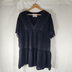Johnny Was Black Lace Detail Top